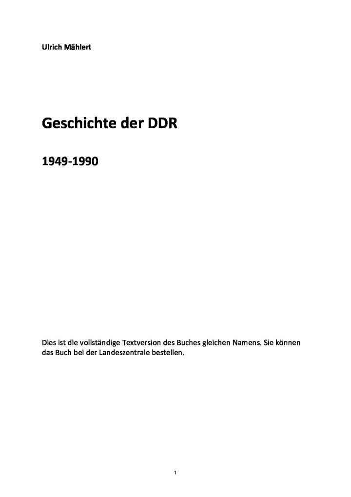 Geschichte der DDR 1949-1990