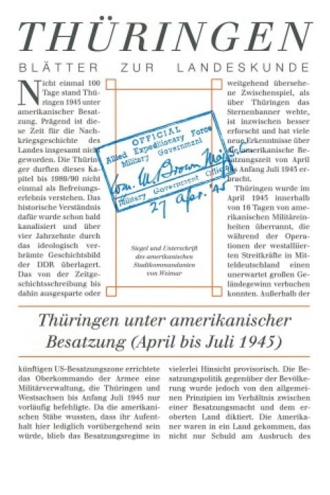 Thüringen unter amerikanischer Besatzung (April bis Juli 1945)