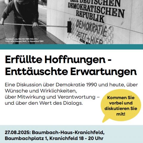 Podiumsdiskussion: Erfüllte Hoffnungen – Enttäuschte Erwartungen: Demokratie jetzt und hier?!