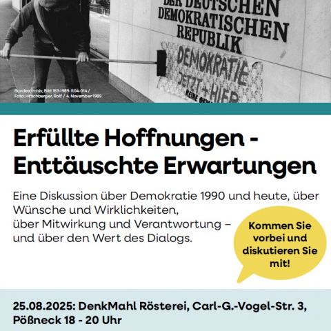 Podiumsdiskussion: Erfüllte Hoffnungen – Enttäuschte Erwartungen: Demokratie jetzt und hier?!