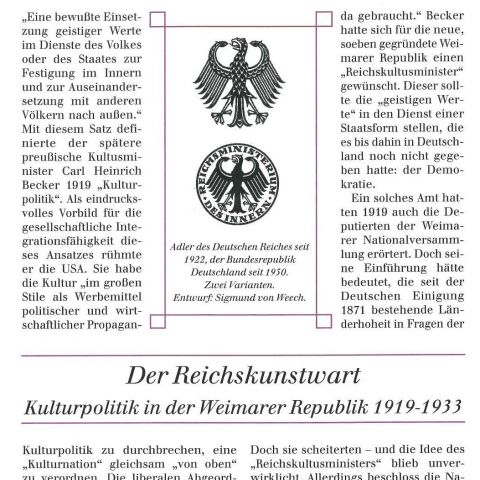 96 - Der Reichskunstwart. Kulturpolitik in der Weimarer Republik 1919-1933