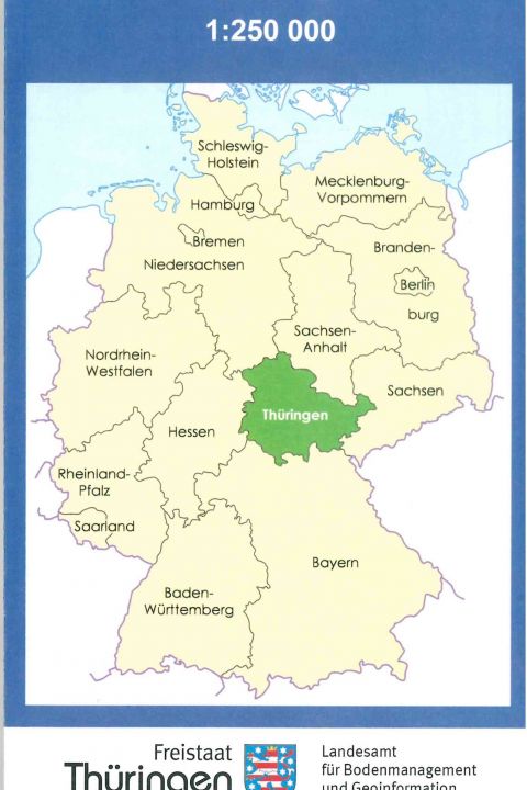 Thüringen 1:250000 Karte geografisch, politisch
