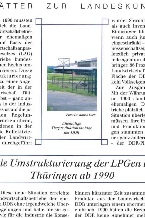 94 - Die Umstrukturierung der LPGen in Thüringen ab 1990